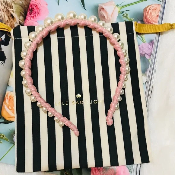 Lele Sadoughi Pearl Pink Velvet Strand Headband Lele Sadoughi Disco Crystal Knotted Headband | Neiman Marcus main image 2